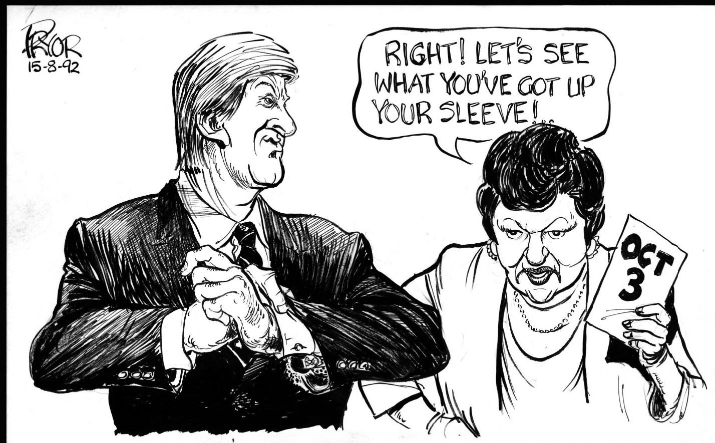 A cartoon featuring Joan Kirner and Jeff Kennett.