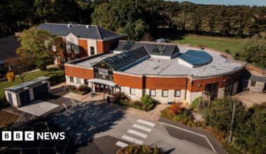 An aerial view of Ashgate Hospice in Chesterfield, Derbyshire.