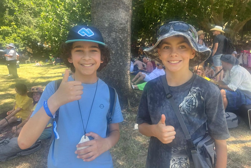 Picture of two 12-year-old boys smiling
