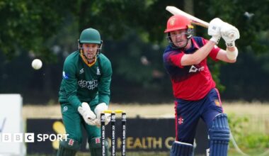 Harrison Carlyon bats for Jersey