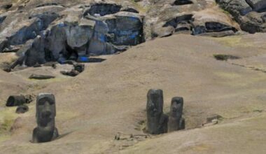 Screenshot from a three-dimensional model of Rano Raraku quarry produced through Structure-from-Motion photogrammetry. T