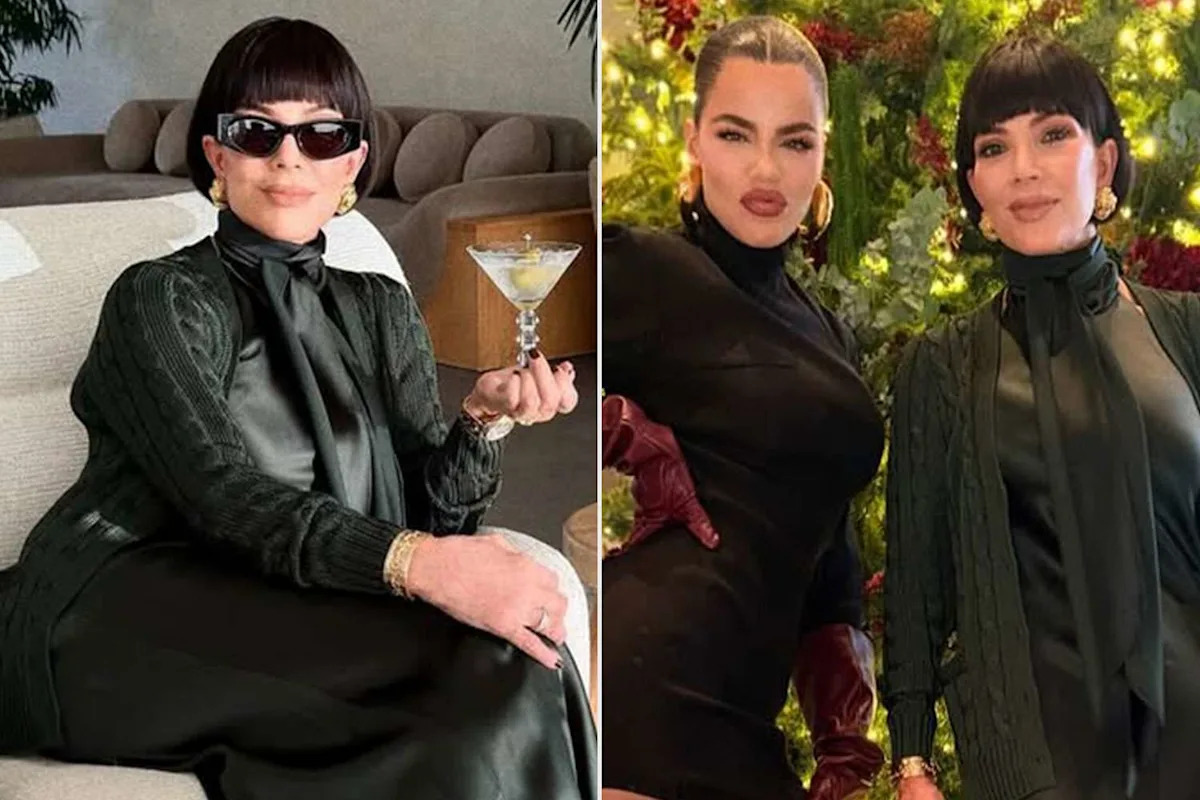 Kris Jenner Shows Off Festive Outfit While Posing with a Martini in Daughter Khloé Kardashian’s Holiday Photo Dump