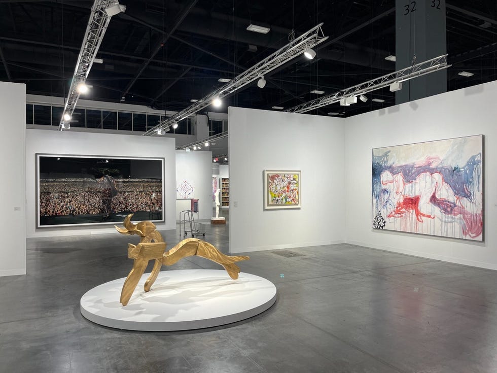 Art gallery featuring contemporary artworks and sculptures.