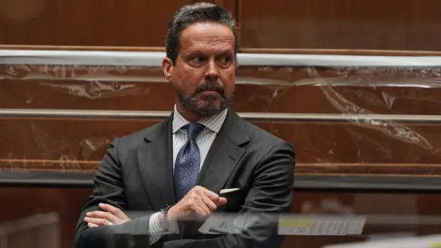 Alan Jackson, attorney of Nick Reiner, looks on on the day he speaks in court to defend Reiner on murder charges for the killing of his parents Rob and Michele Weiner, in Los Angeles on 17 December.