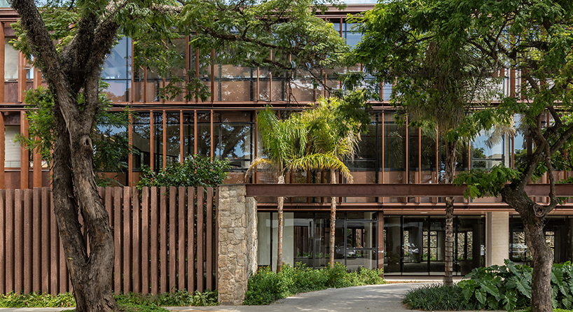 corten steel brise-soleils shield low-rise office building by perkins&will in são paulo