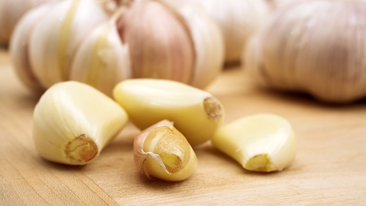 Garlic on a table.