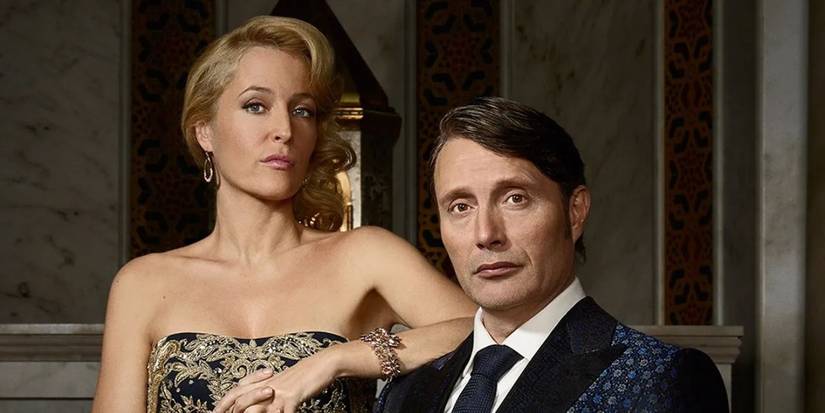 Gillian Anderson and Mads Mikkelsen posed together in a 'Hannibal' promotional image.