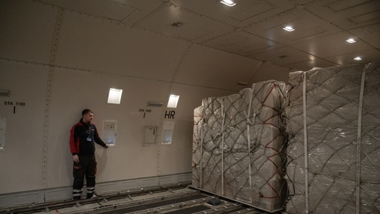 This One Air cargo flight from China arrived at East Midlands Airport last month.