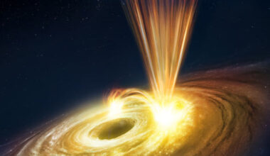 An artist’s impression of the flaring, windy supermassive black hole in NGC 3783. Image credit: ESA / ATG Europe.