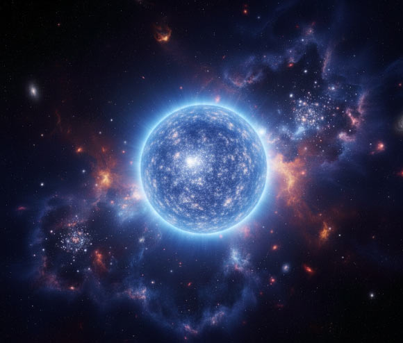 A primordial supermassive star in the early Universe. Image credit: Gemini AI.