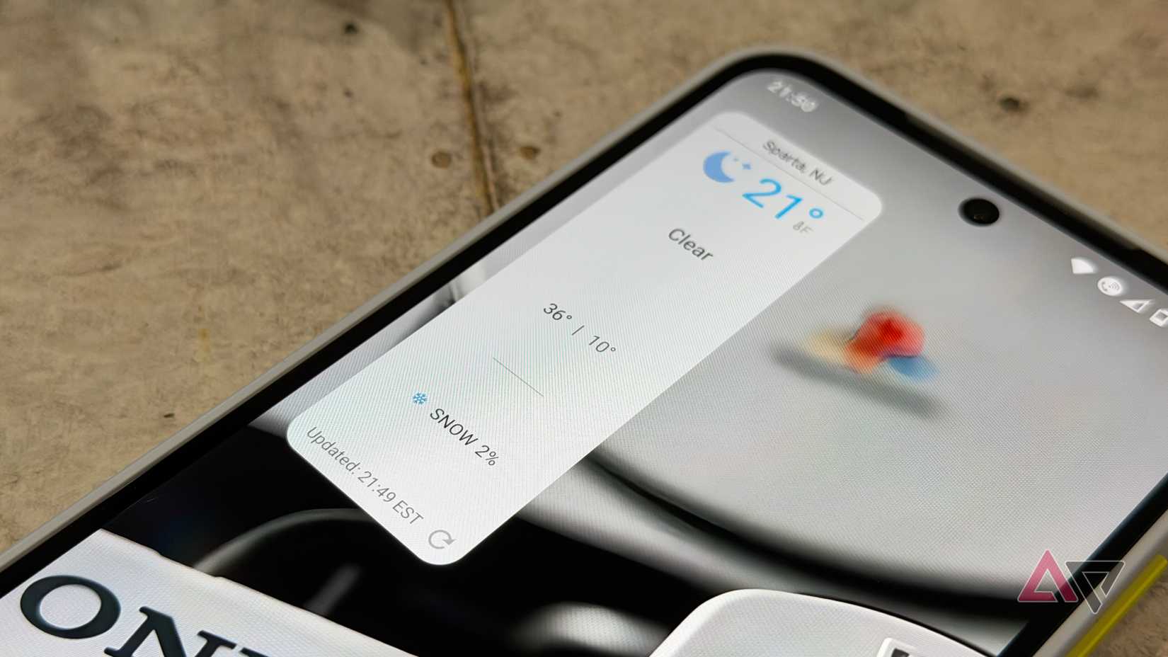 Weather Underground widget show on an Android home screen