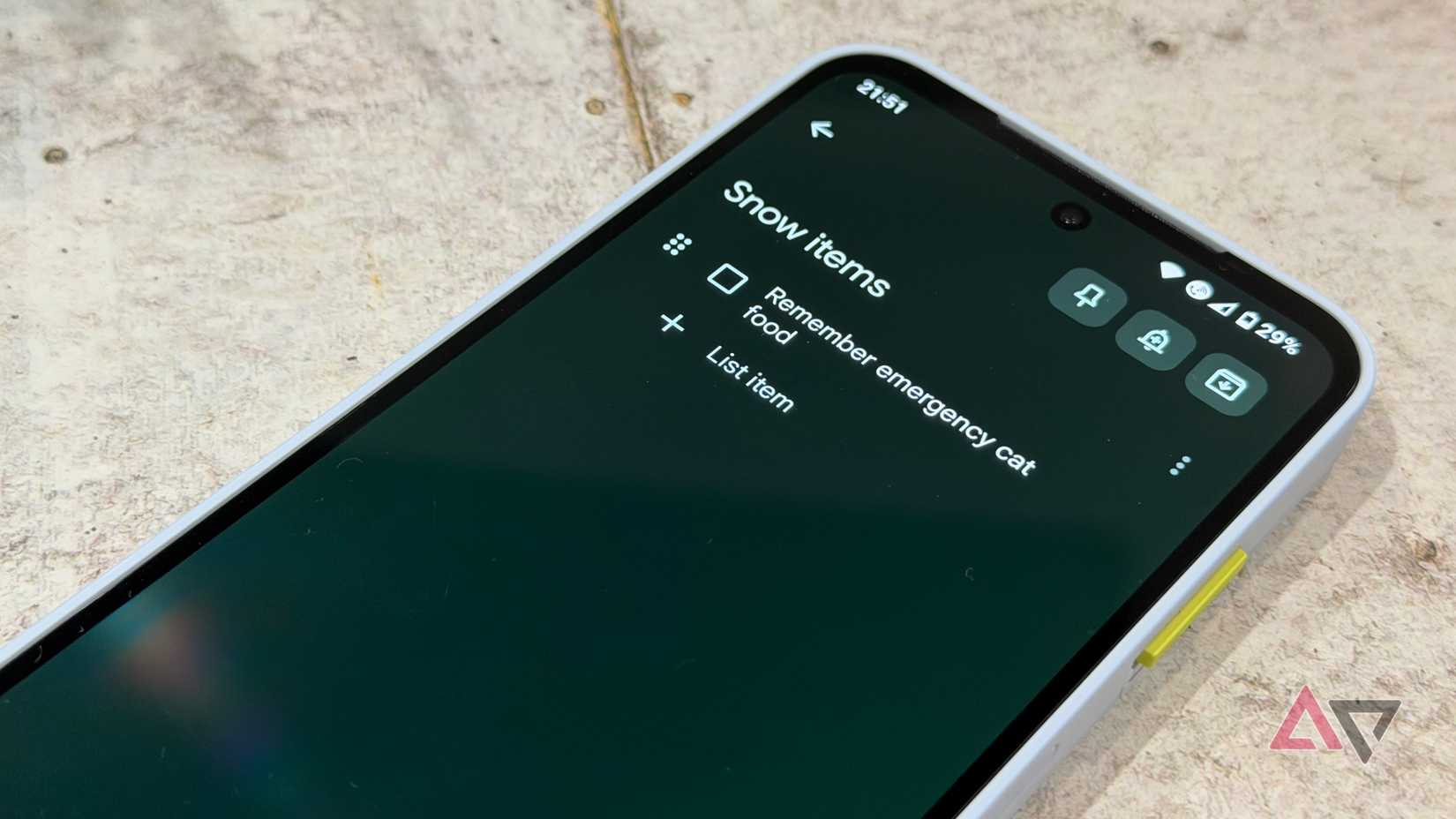 Emergency list kept in Google Keep