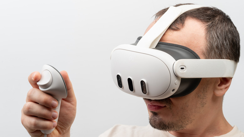 Man using Meta Quest 3 vr headset