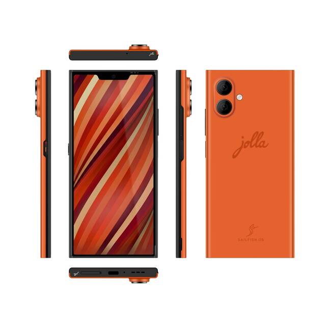 The new Jolla Phone, resplendent in The Orange – or Snow White and Kaamos Black 