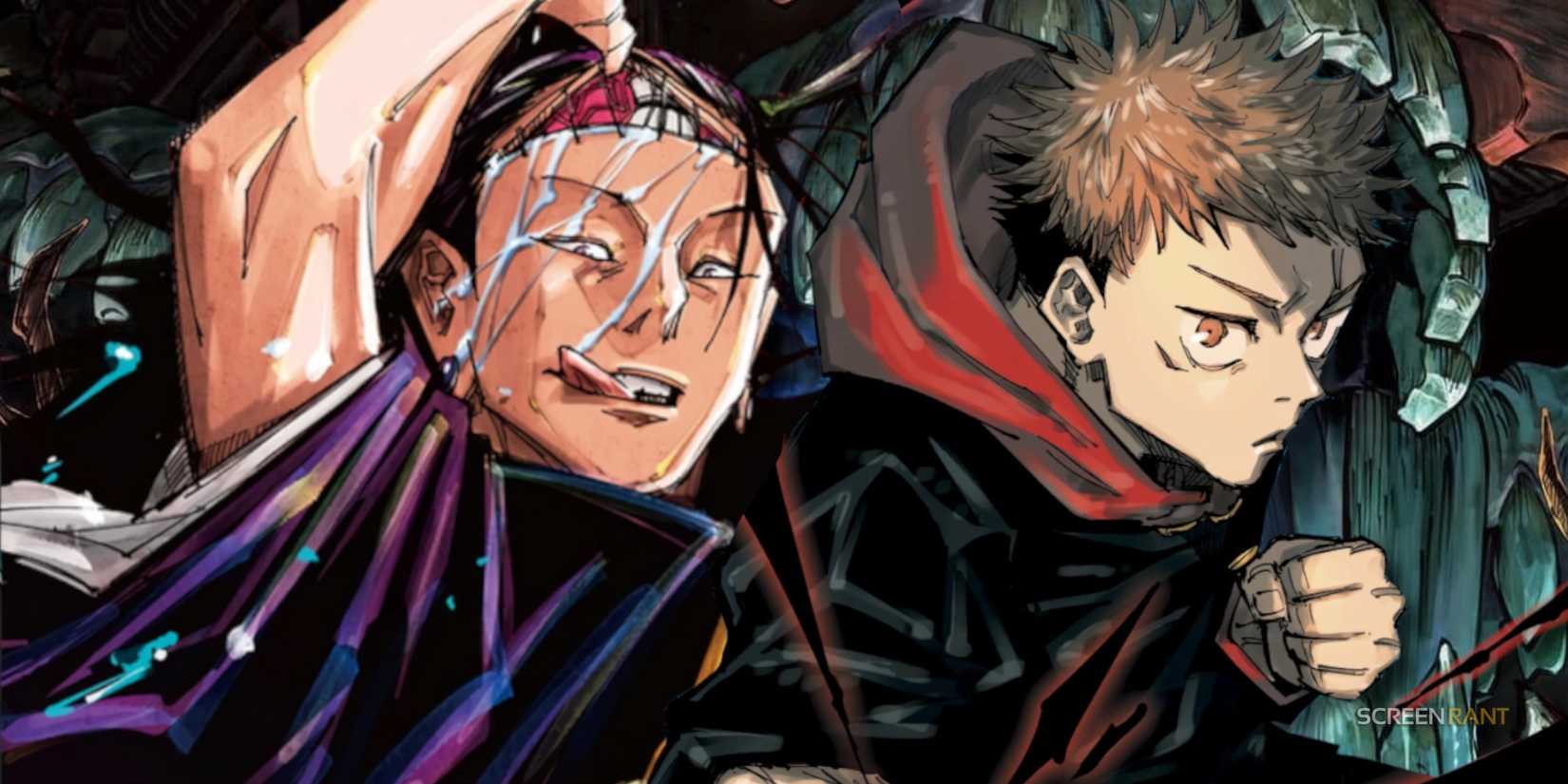 Kenjaku and Yuji from manga posters