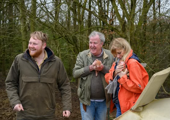 Kaleb Cooper, Jeremy Clarkson and Lisa Hogan