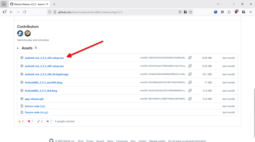 Downloading AndroidMic from GitHub.