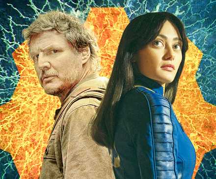 Pedro Pascal in The Last of Us and Ella Purnell in Fallout