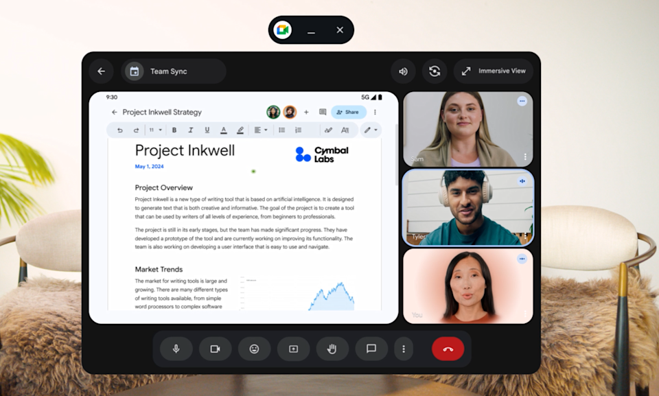 The person in the bottom right is using a Likeness, which during my demo looked surprisingly responsive and realistic. 