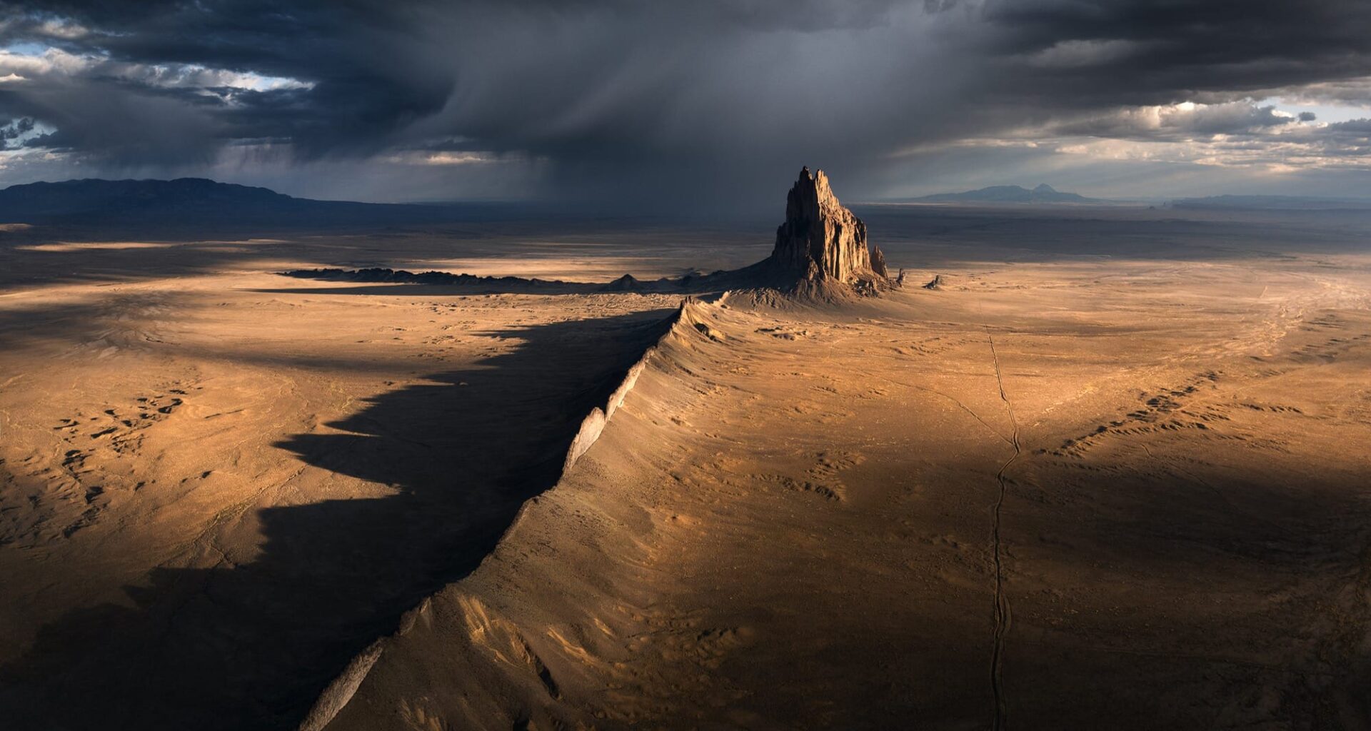 An aerial photo by Karol Nienartowicz of Ship Rock in New Mexico