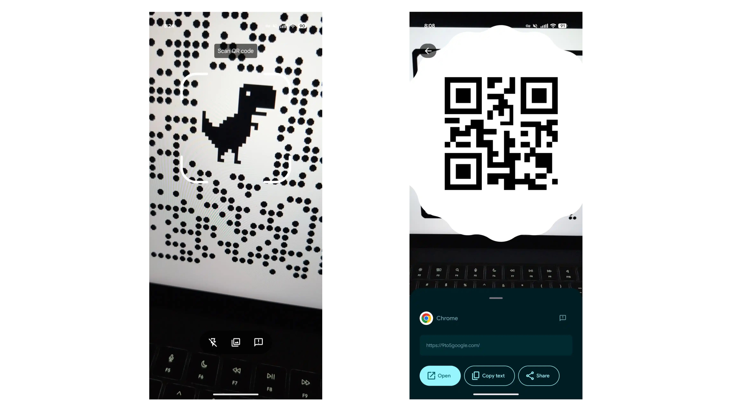 Android's new QR scanner UI