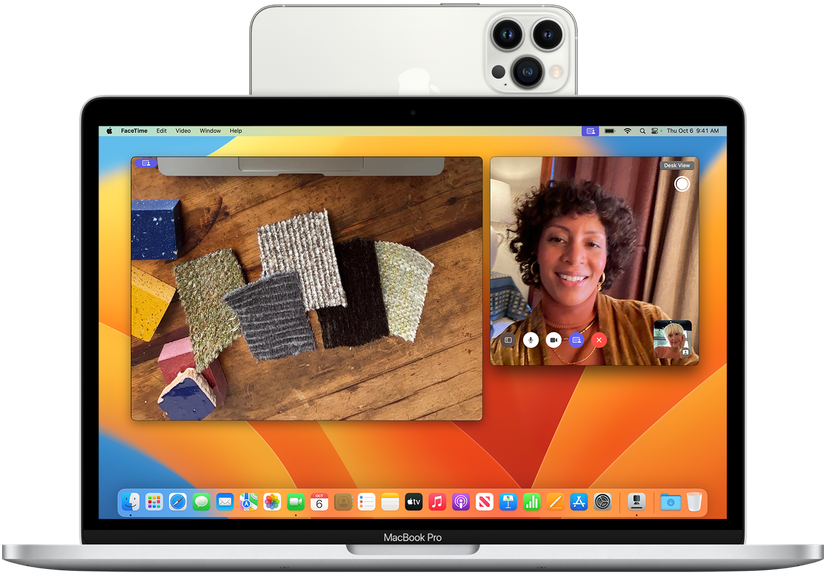 Using an iPhone as a webcam using Continuity Camera for macOS.