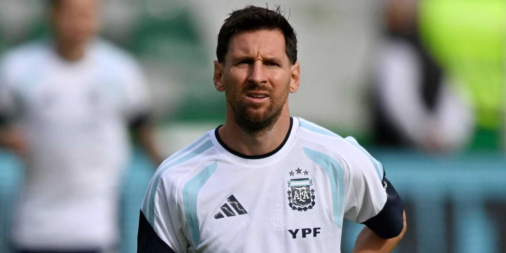 Argentina's Lionel Messi training.