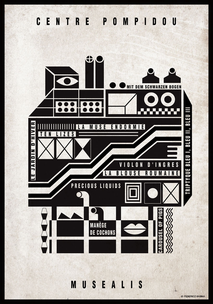 the pompidou, guggenheim and more come alive in federico babina’s musealis illustrations