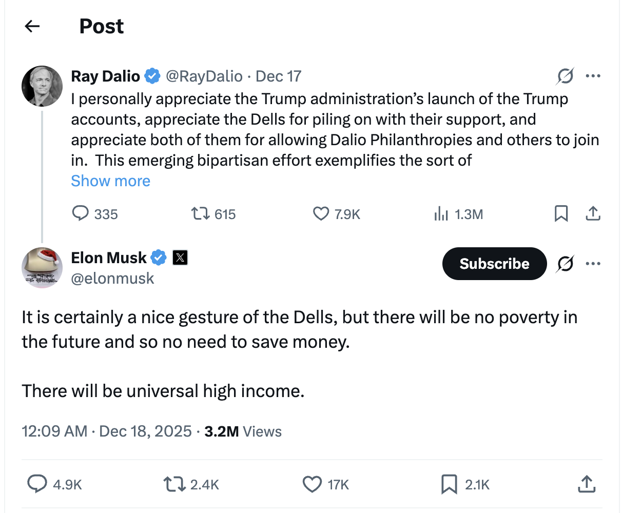 Musk predicts a future without poverty