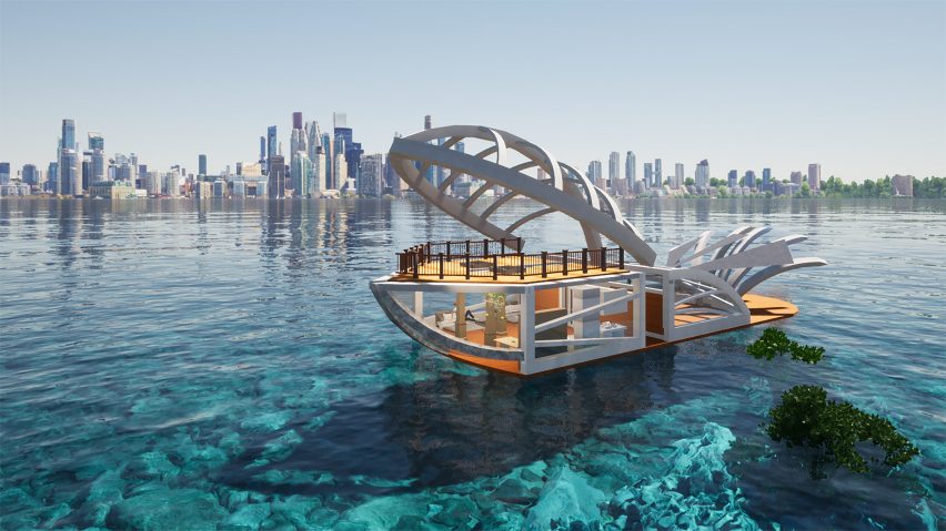 a visualisation of a boat on water