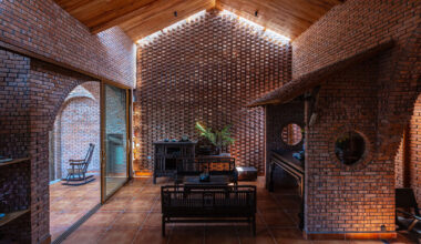 textural brickwork shapes trung tran studio's home in rural vietnam