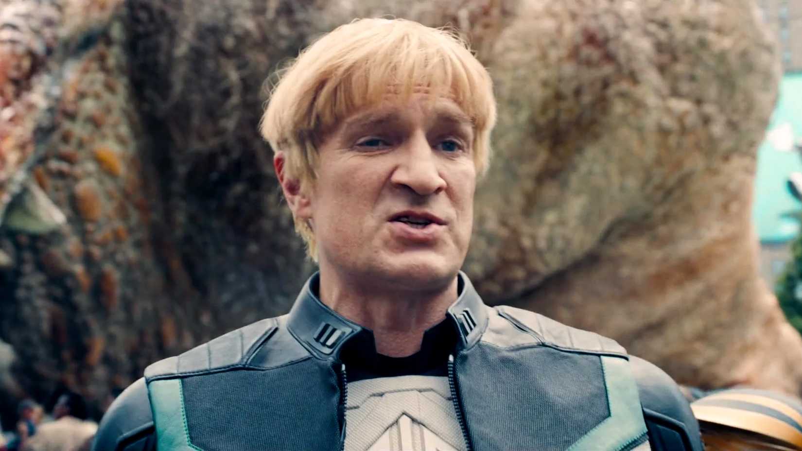 Nathan Fillion as Guy Gardner scoffing in Superman