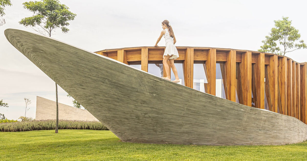 curving concrete walls encircle nest chapel’s timber core in são paulo