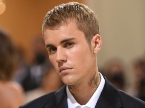 Justin Bieber attends The Metropolitan Museum of Art's Costume Institute benefit gala on Sept. 13, 2021, in New York.