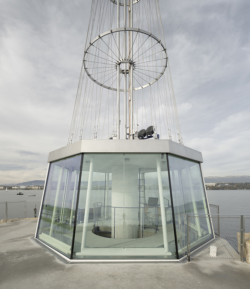 BUREAU highlights lake geneva lighthouse’s lattice geometry with blue accents