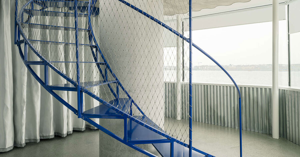 BUREAU highlights lake geneva lighthouse’s lattice geometry with blue accents