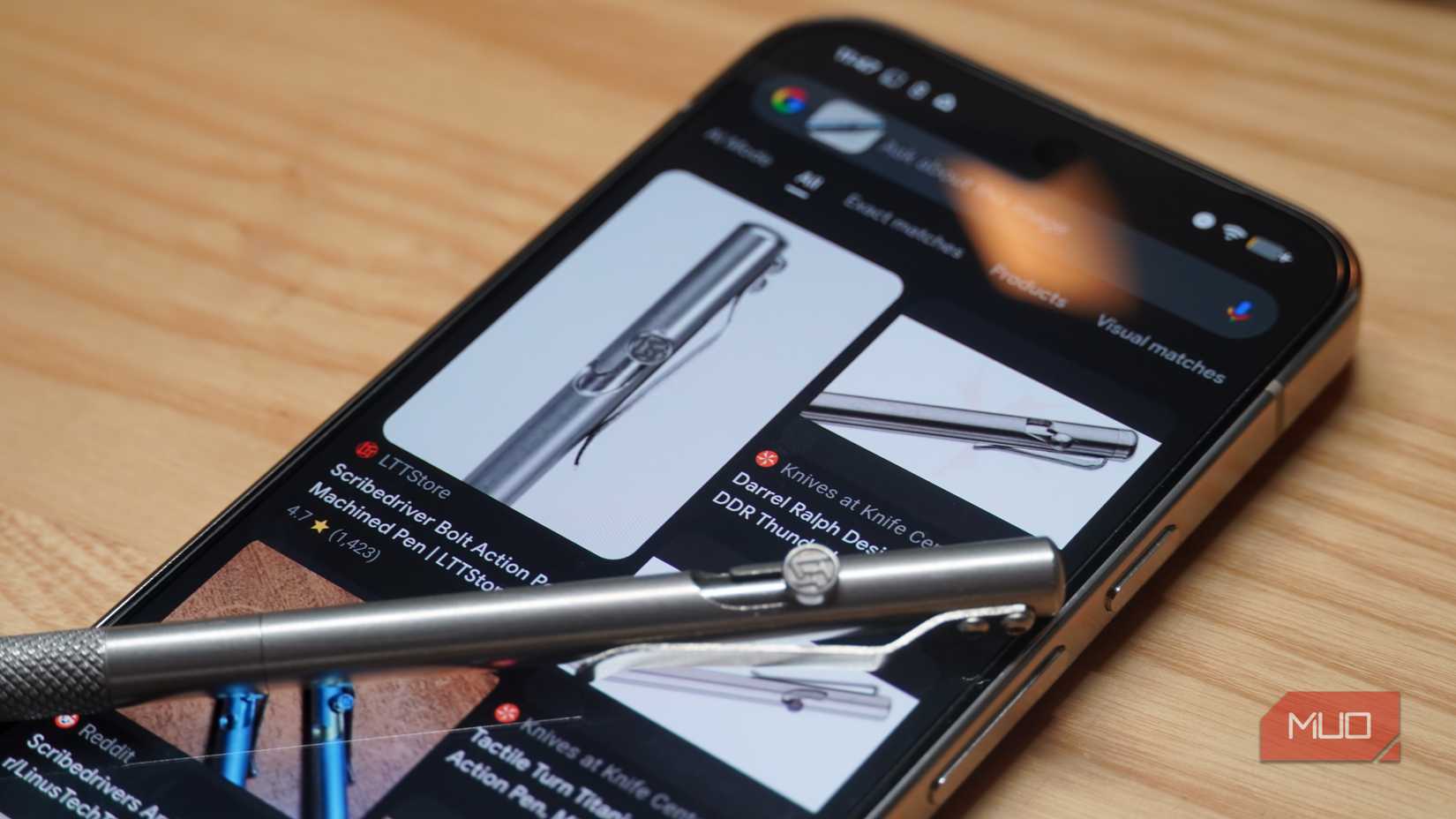 A pen on top of its Google Lens result on a Pixel phone.