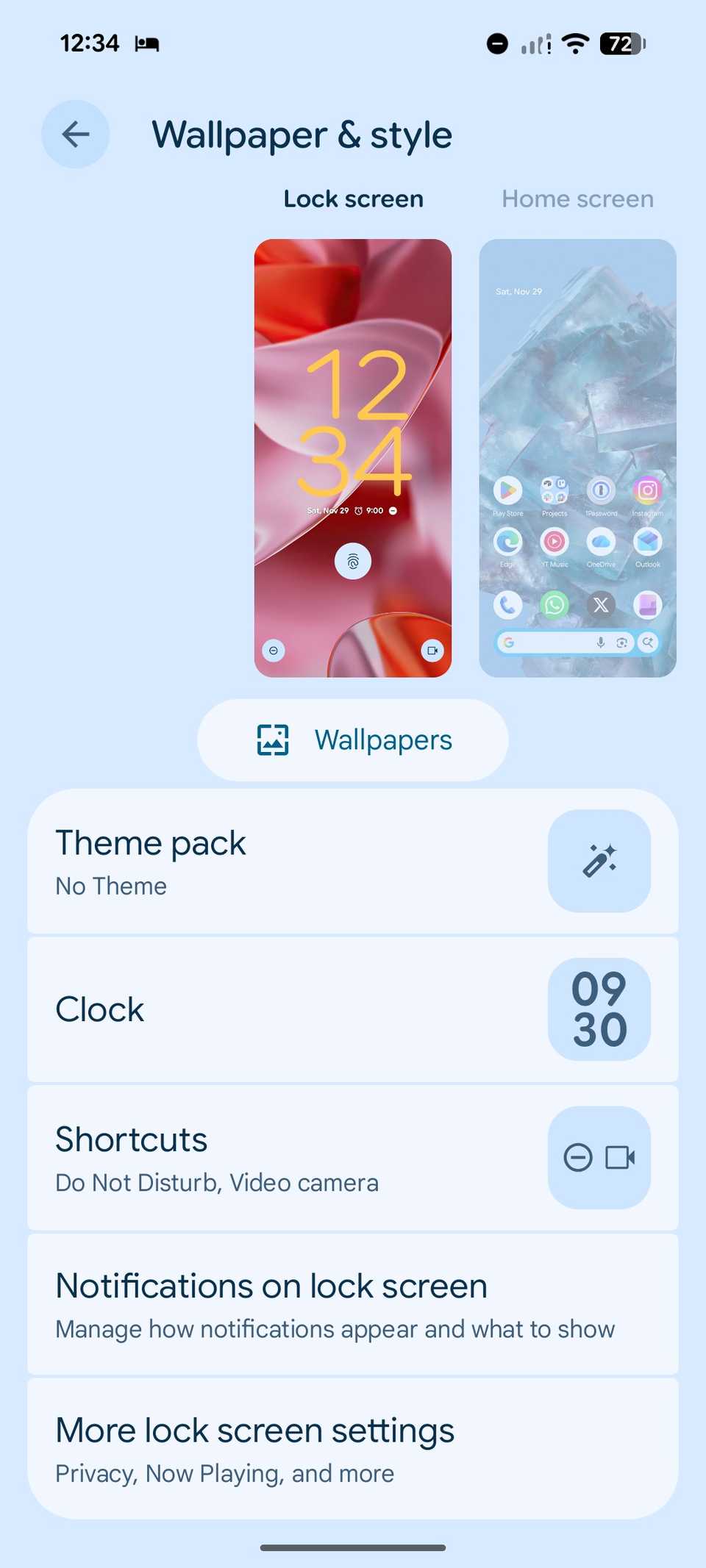lock screen settings on Pixel