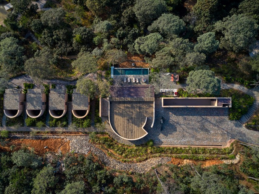 Birds-eye view of Rancho del Bosque house in Valle de Bravo by Sordo Madaleno