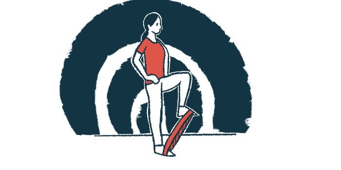 A person exercises using a resistance band.