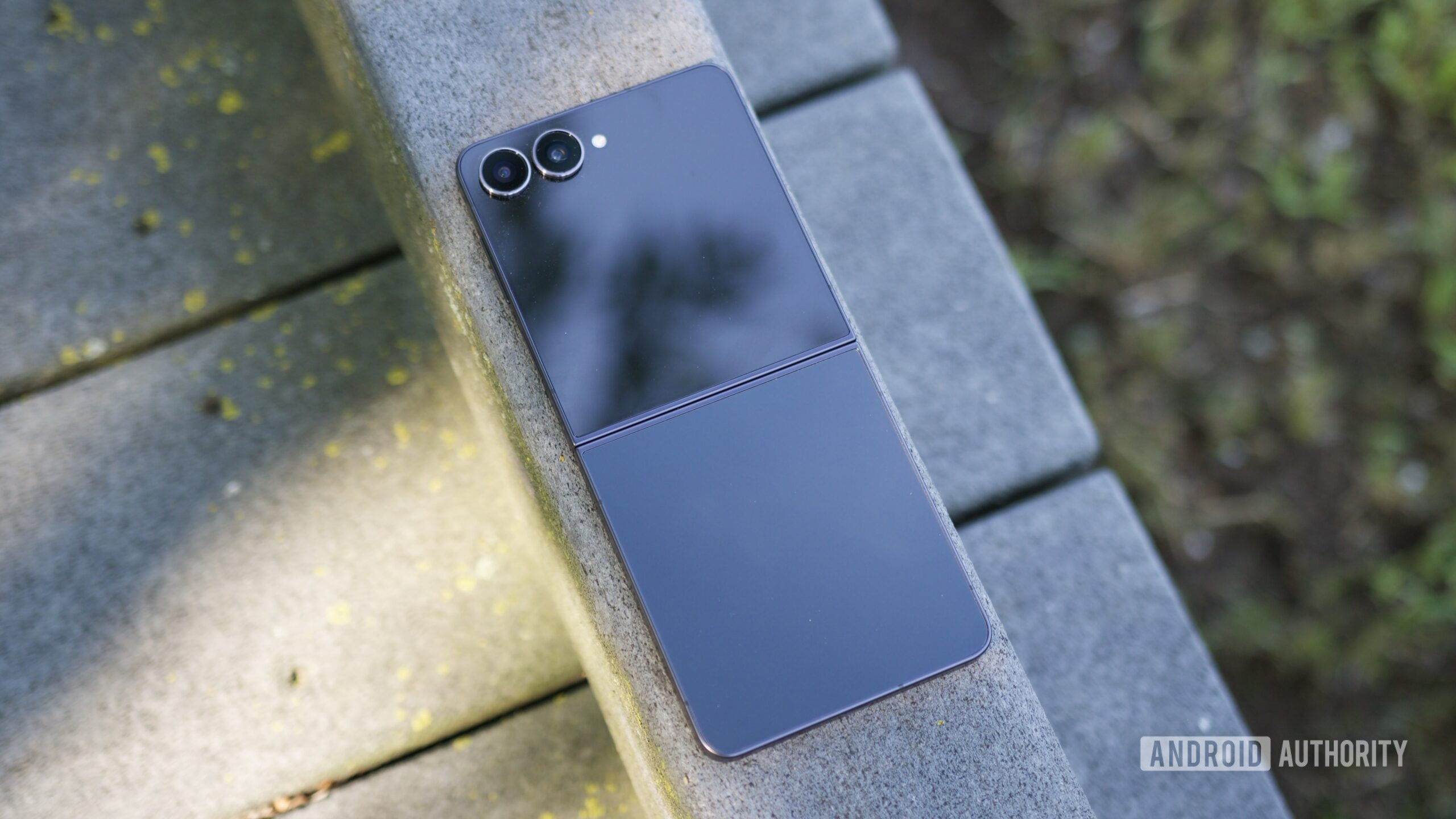 The back of the Galaxy Z Flip 7 unfolded.