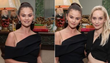 Selena Gomez put a draped spin on the little black dress in Jacquemus at the Los Angeles screening of "The Testament of Ann Lee" on Friday.
