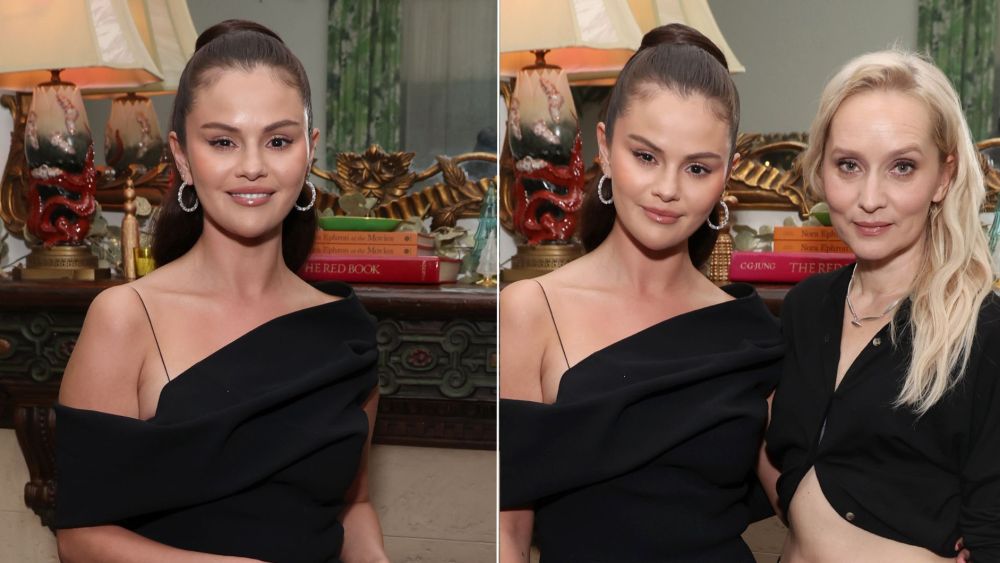 Selena Gomez put a draped spin on the little black dress in Jacquemus at the Los Angeles screening of "The Testament of Ann Lee" on Friday.