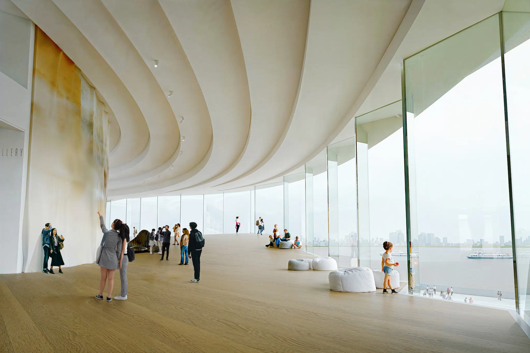 Interior view of Snøhetta’s design for the Hangzhou Qiantang Bay Art Museum in China