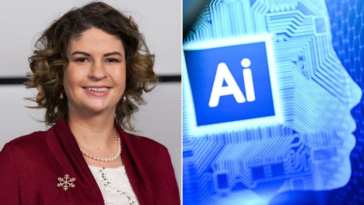 Split of Corinna Traill and an AI symbol