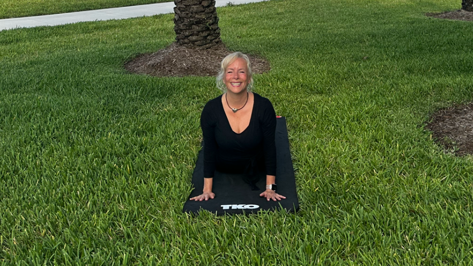 Woman does an outdoor yoga flow