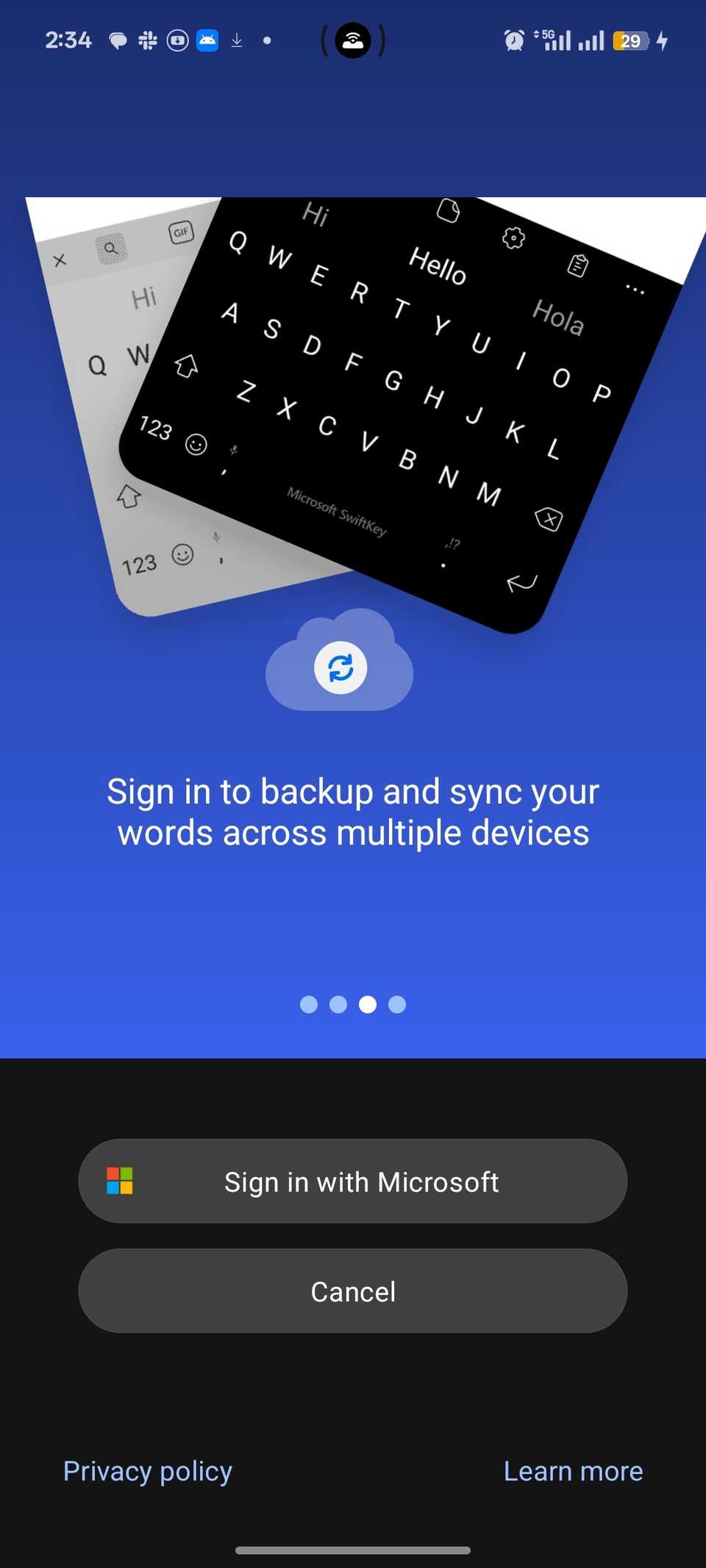 Sign in screen prompting user to log in with their Microsoft account