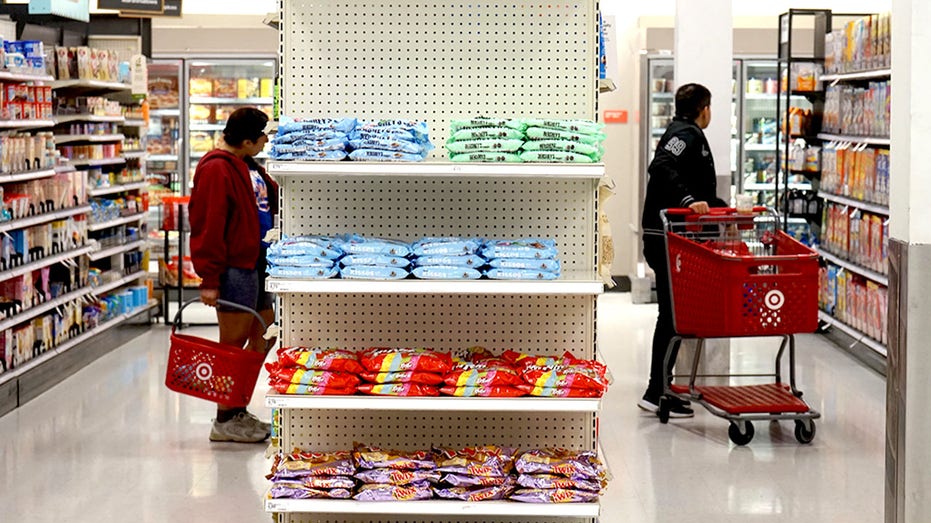 Customers shop at a Target store Los Angeles County.