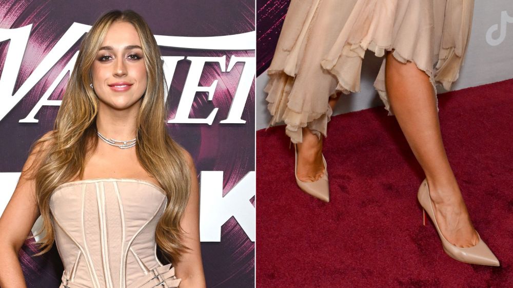 Tate McRae wore Christian Louboutin Sporty Kate pumps at Variety's Hitmakers Brunch on Saturday, where she took home the Powerhouse of the Year award.