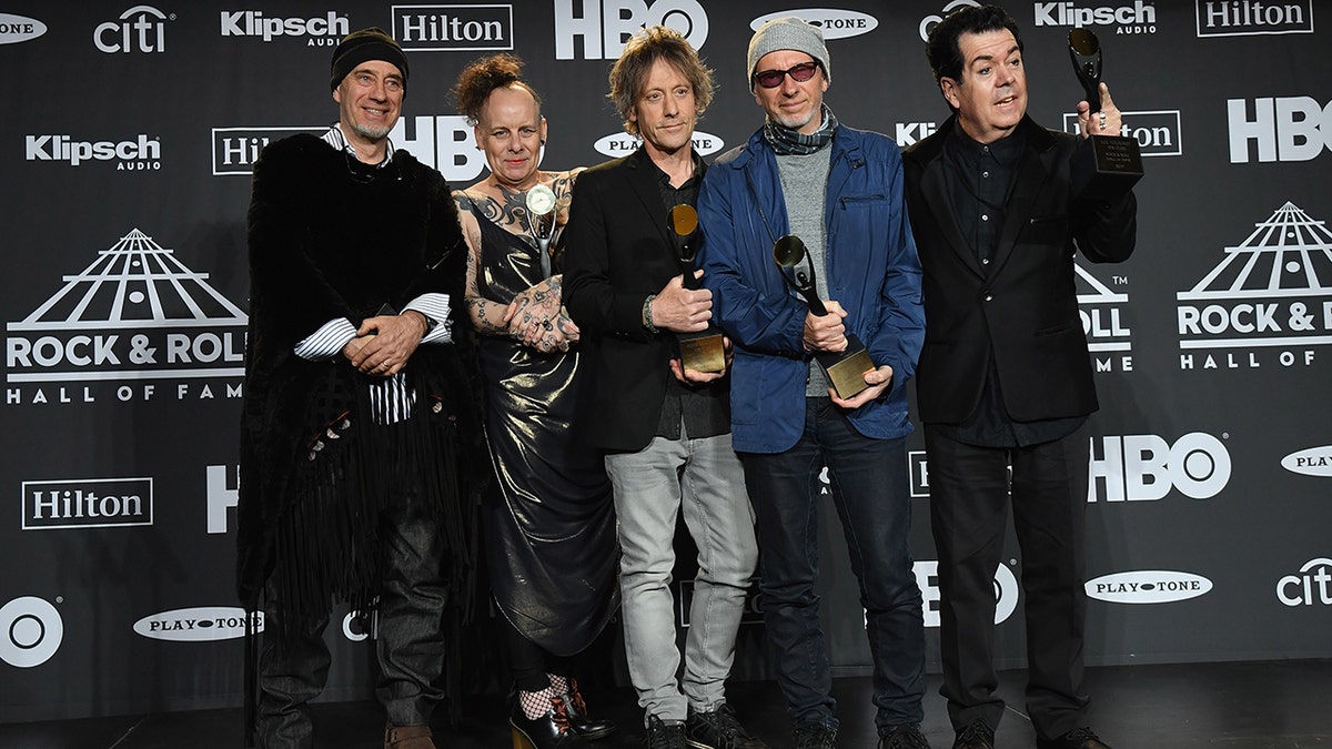 The Cure bandmembers at the Rock & Roll Hall of Fame ceremony in New York in March 2019.
